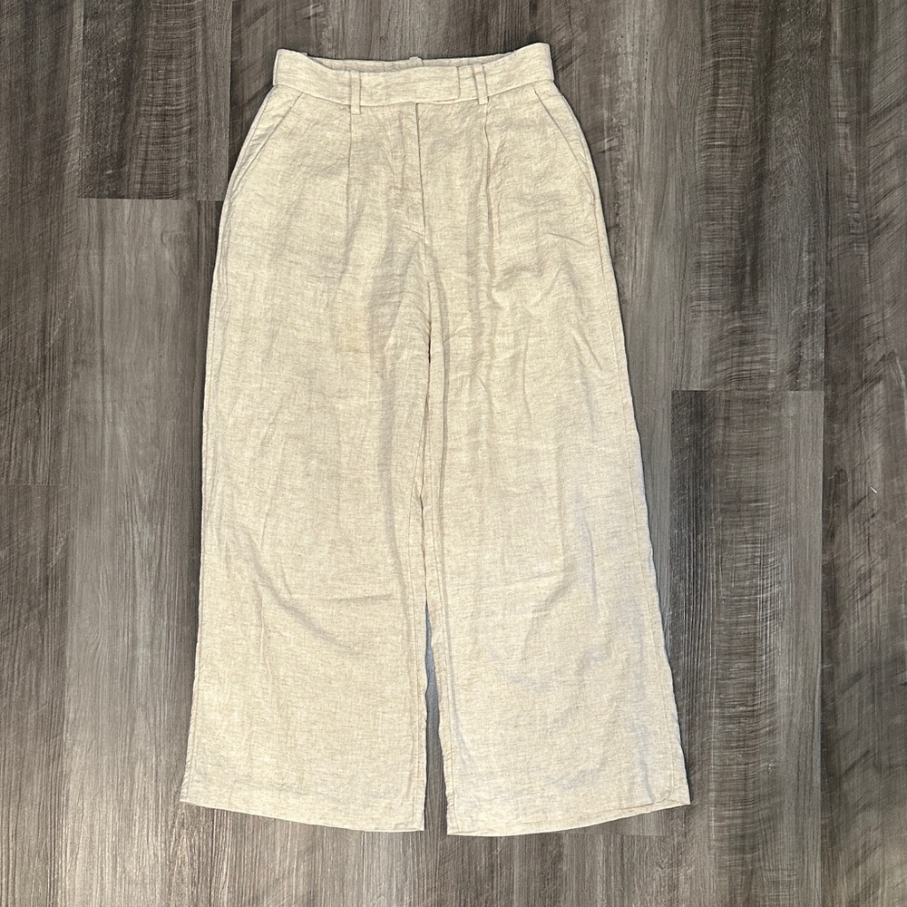 Abercrombie & Fitch Loose Pleated Linen Blend Pants - 24/00S